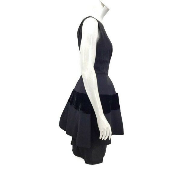 VTG Miss Elliette Black Peplum Dress Womens Small/Medium? Sleeveless Velvet Bow - Picture 3 of 7